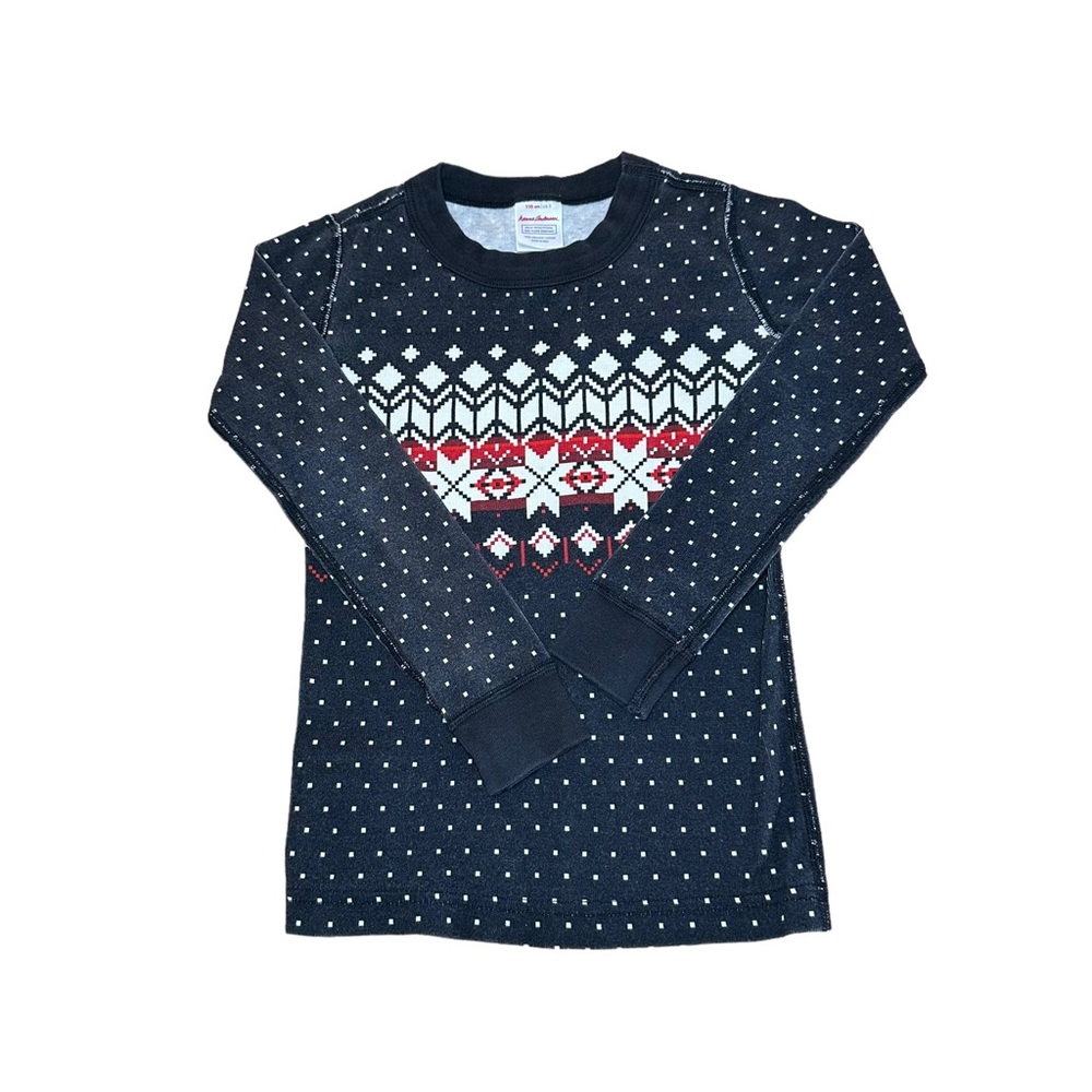 Hanna Andersson Heritage Fairisle in Black Long Sleeve Pajama Top Kids Sz 5 E781